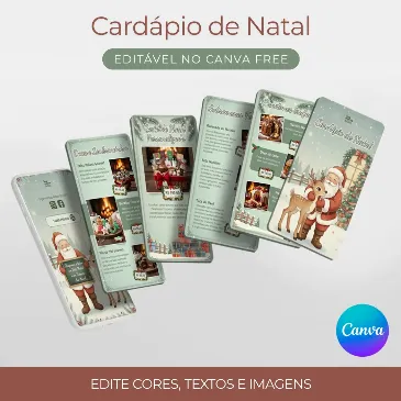 Cardápio / Catálogo de Natal para editar no Canva