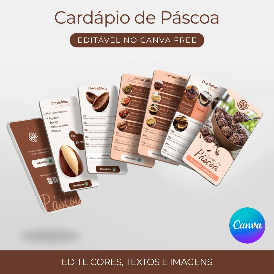 cardapio de pascoa editavel canva ovo em fatias