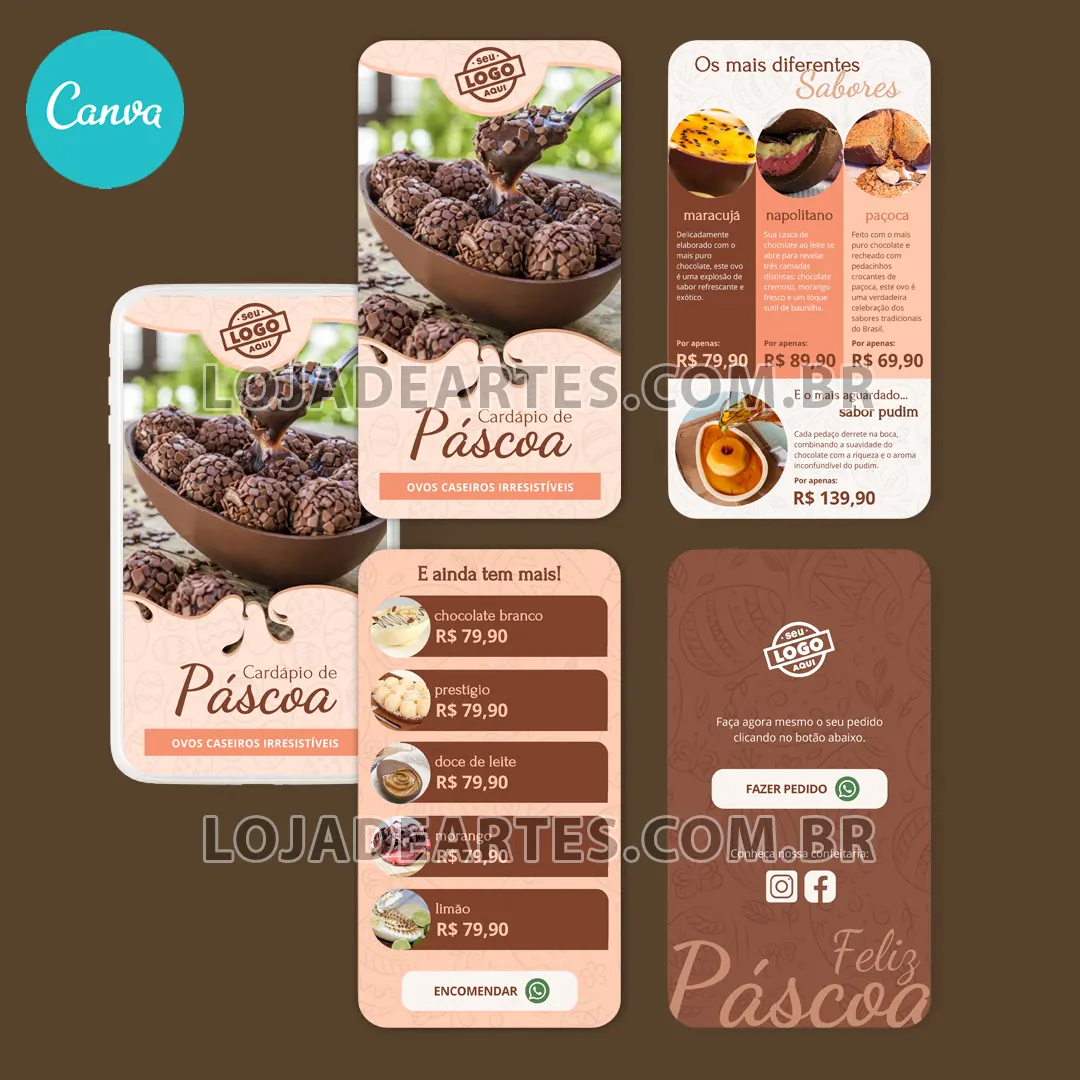 cardapio digital canva venda ovo de pascoa confeitaria