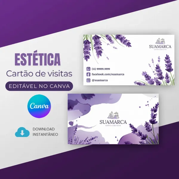 Cartão de visitas para Clínicas de Estética editável no Canva
