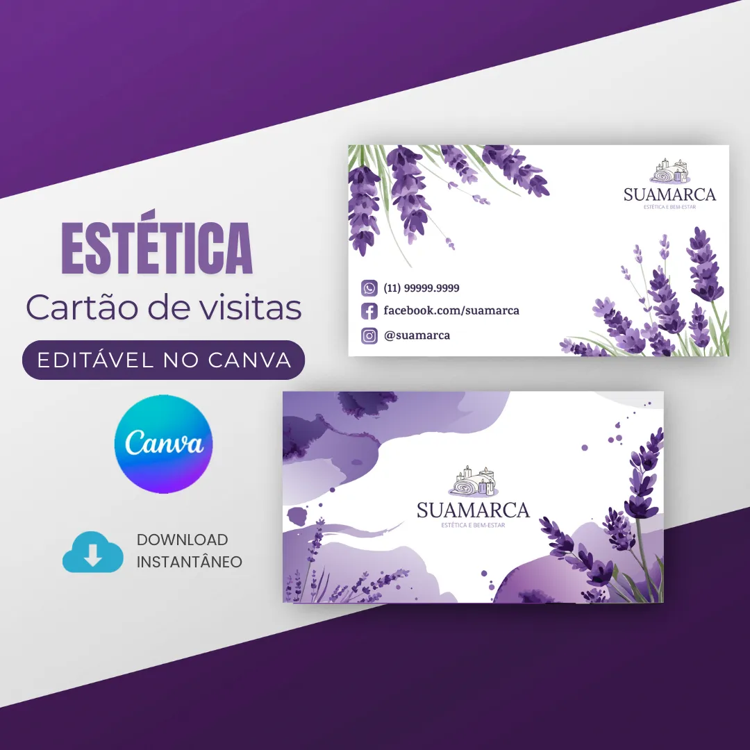 Cartão de visitas para Clínicas de Estética editável no Canva