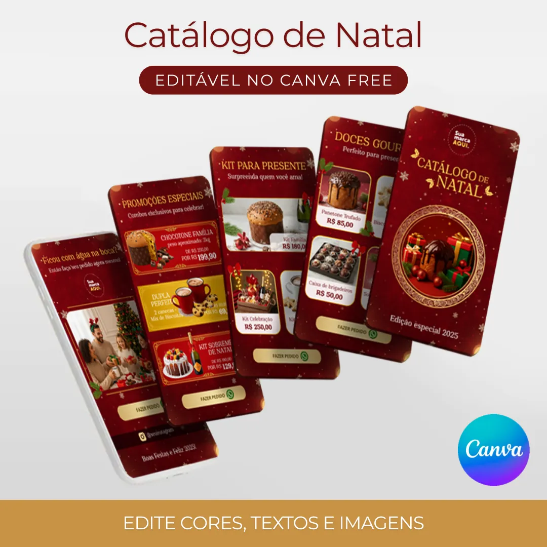 Catálogo de Natal Interativo Digital Editável no Canva