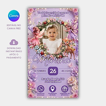Convite Animado e Interativo Jardim Encantado para Editar no Canva