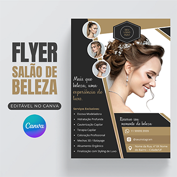 Flyer para Salão de Beleza de Alto Padrão Editável no Canva