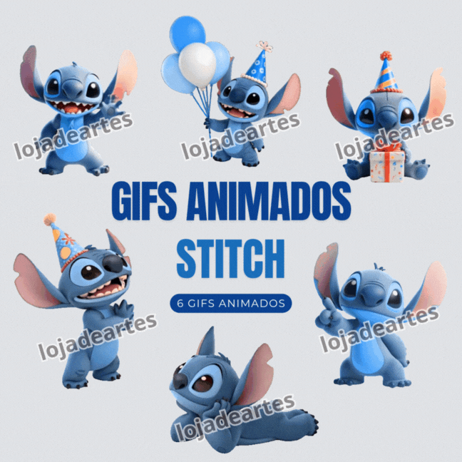 Kit Digital de GIFs Animados do Stitch