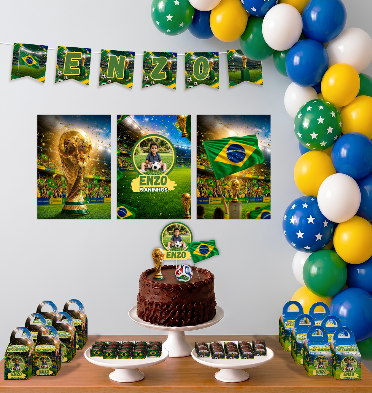 Kit só um bolinho Aniversário Copa do Mundo para editar no Canva