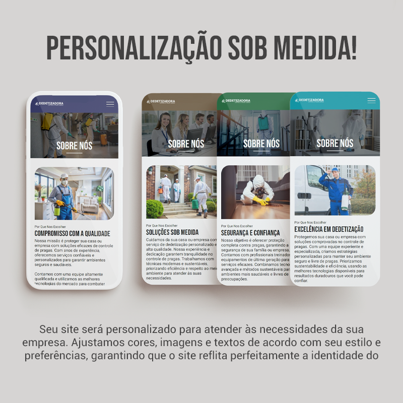 Site Dedetizadoras e Empresas de Limpeza personalização sob medida