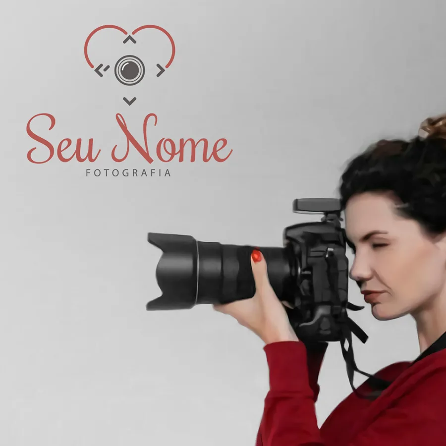 logotipo coração máquina fotográfica