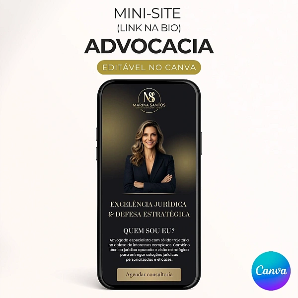 Mini Site para Bio do Instagram para Advogados editável no Canva