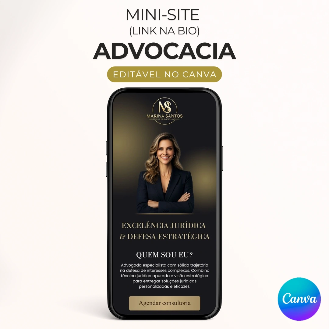 Mini Site para Bio do Instagram para Advogados editável no Canva