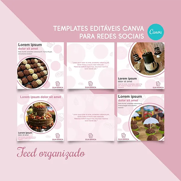 Templates Editáveis Canva - Doceria