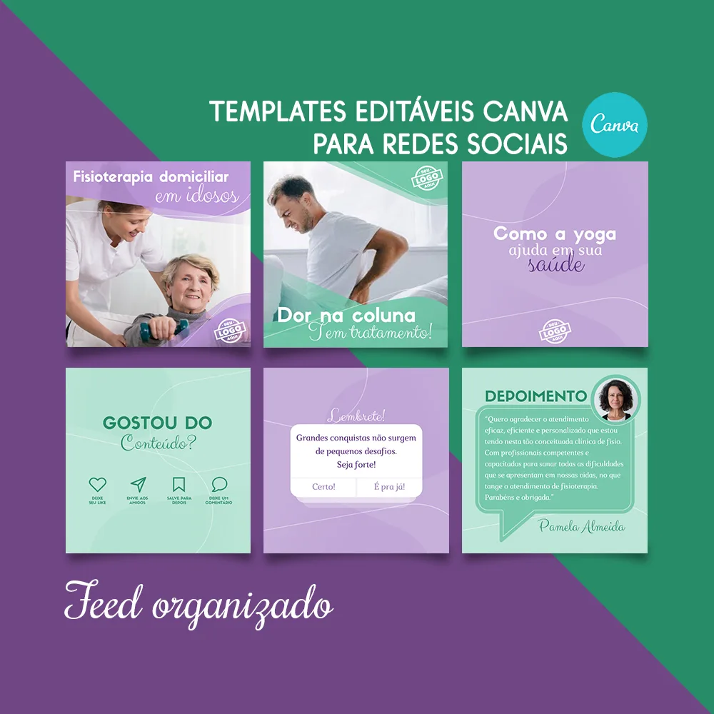 Templates Editáveis Canva - Fisioterapia