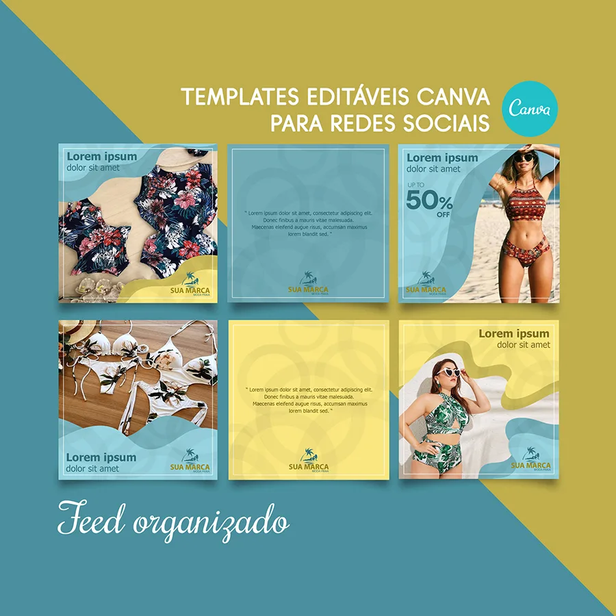 Templates Editáveis Canva - Moda Praia