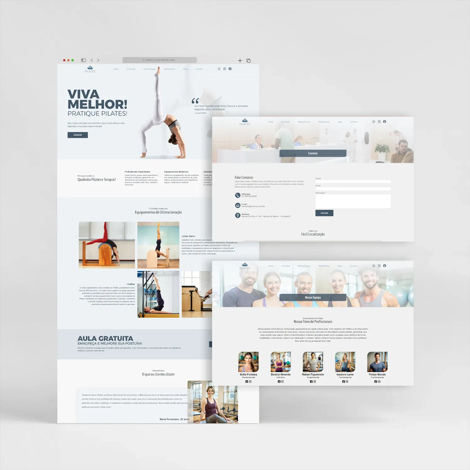 Website Wordpress Fisioterapeutas Clínica Fisioterapia Pilates com Blog