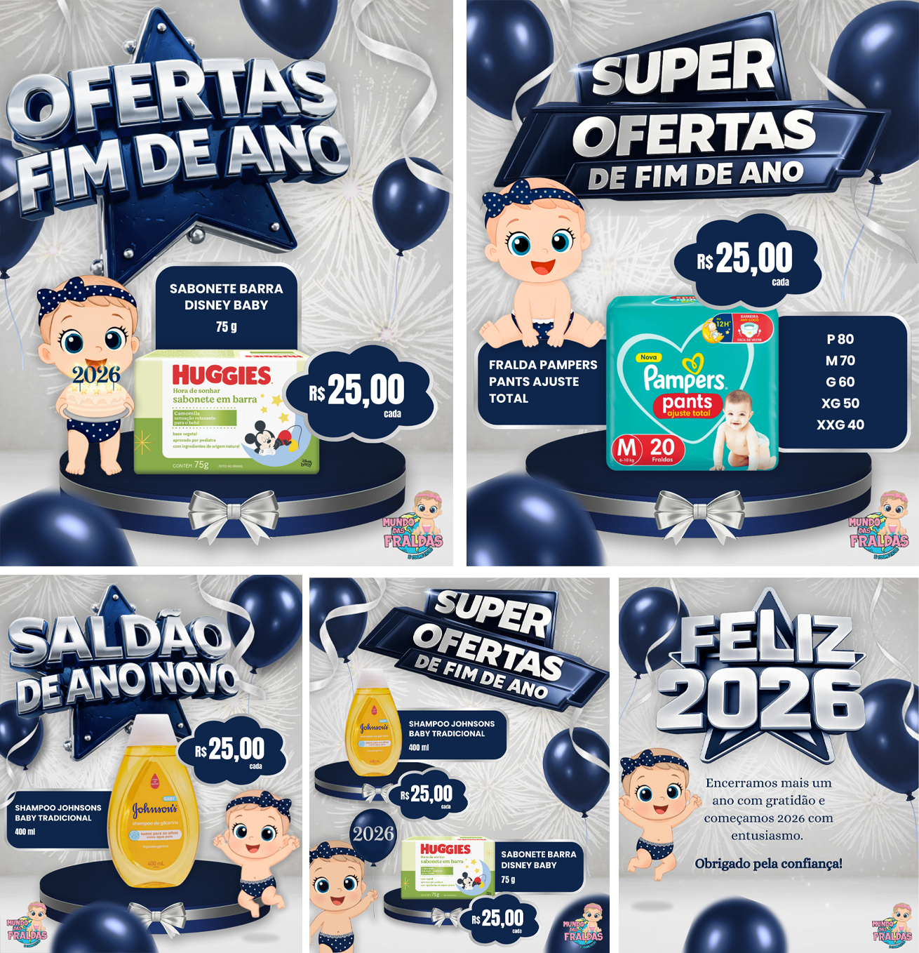 Social Media Editável Canva Ofertas fim de Ano Mundo das Fraldas