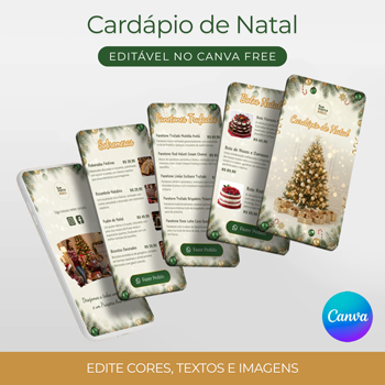 Cardápio Digital de Natal para editar no Canva